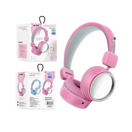 Stone Mirror Wireless Headphones AH-807C with Noise Cancellation Pink